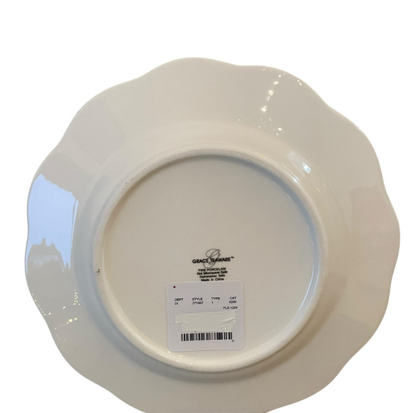 Grace Teaware Porcelain Salad Plate 8in Red & White Stripe Gold Trim Set 2 New - Picture 14 of 16